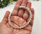 Pearls White Bangle Bracelet 18KT White Gold Overlay Top View