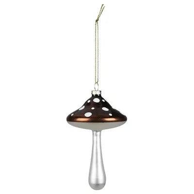 Dark Brown Glass Mushroom Ornament