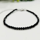 Black Spinel 3mm Faceted Bracelet for Strength, Protection, and Confidence Close Up