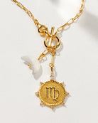 Virgo Front Toggle Zodiac Necklace with Moonstone