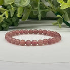 Strawberry Quartz  Smooth Bead Stretch Bracelet