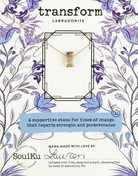 Labradorite Emerald Cut Necklace on Mighty Cord On Packaging Card