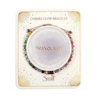 Chakra glow bracelet packaging with 'Tranquility' on a white background