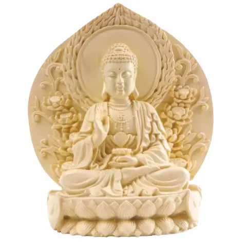 Lotus Buddha in Soft White Resin