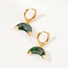 Emerald Crescent Horn Huggie Hoop Earrings