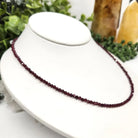 Garnet 3mm Necklace Silver Chain Adjustable