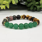 Abundance Jade, Tiger Eye & Bloodstone 8mm Smooth Bead Stretch Bracelet full view