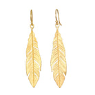 Spiritual Messenger Feather Earrings in Gold Plate