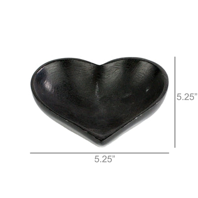 Black Soapstone Heart Bowl Size