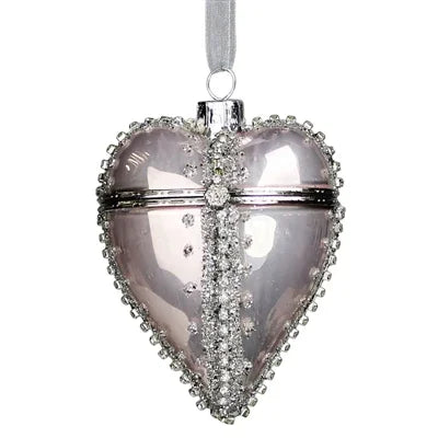  Bejeweled Heart Locket Glass Ornament Front