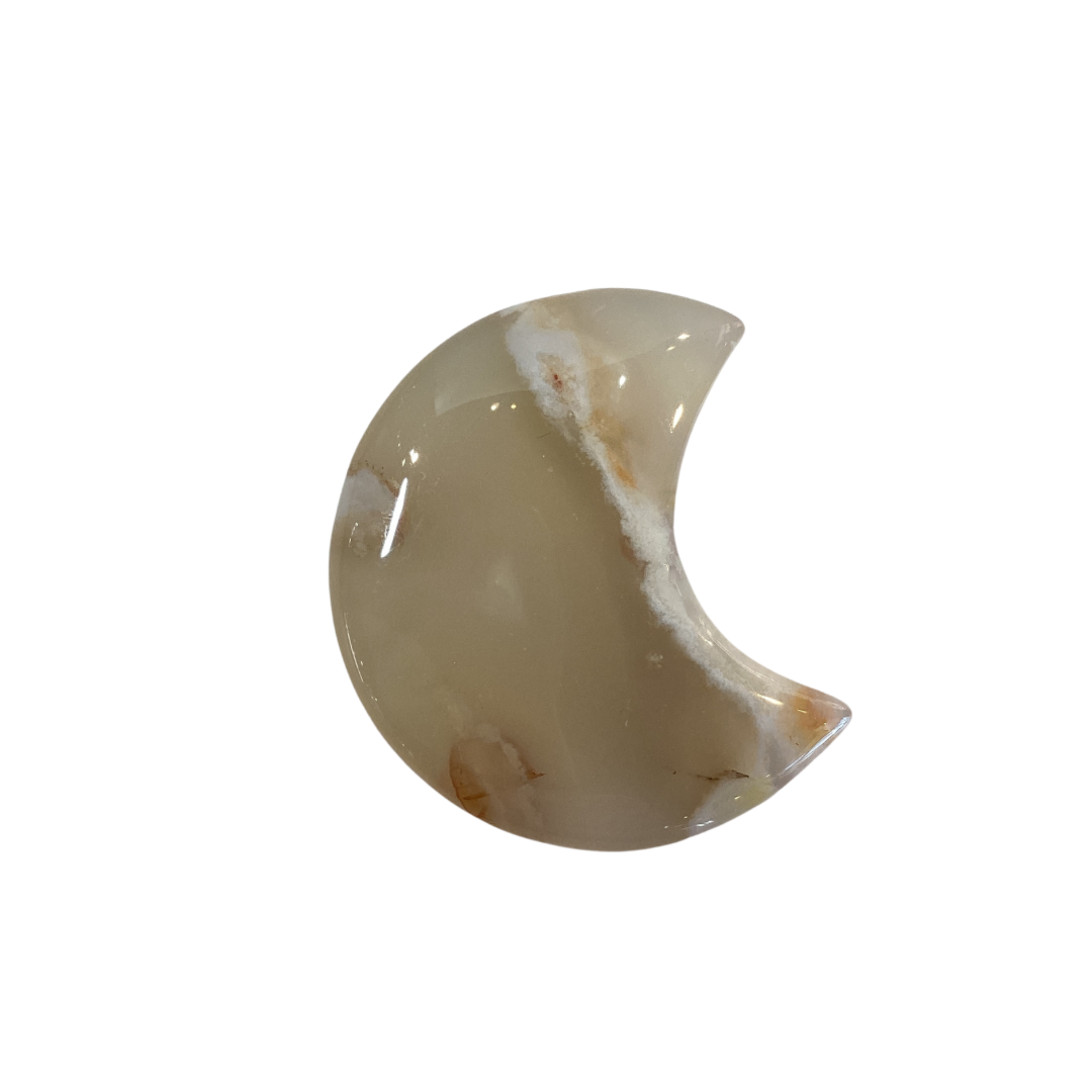 Small Flower Agate Crescent Moon Polished Shape Crystal