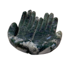 Moss Agate Cupped Hands Bowl