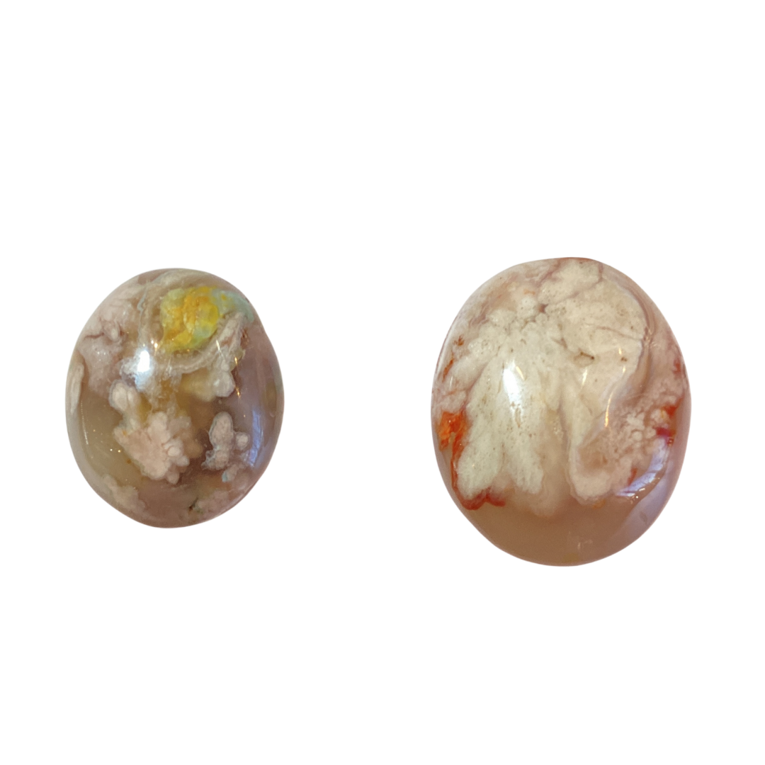 Two Different Flower Agate Pam Stone