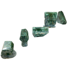 Variety of different emerald in fuchsite rock matrix specimens