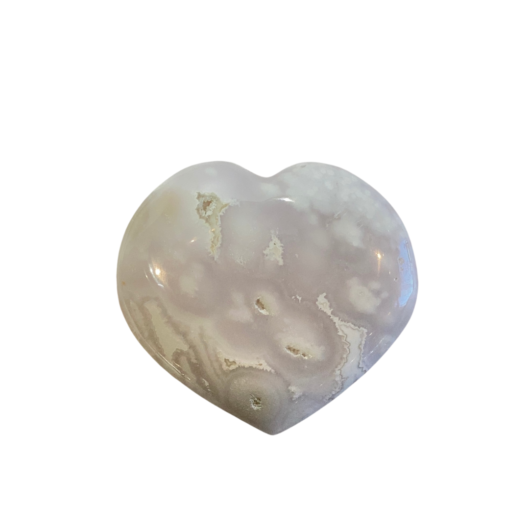 white flower agate heart