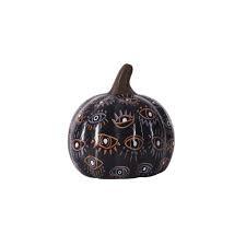Small Black Evil Eye Pumpkin Figurine