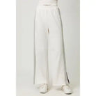 Ivory Washed Color Block Terry Pants front view