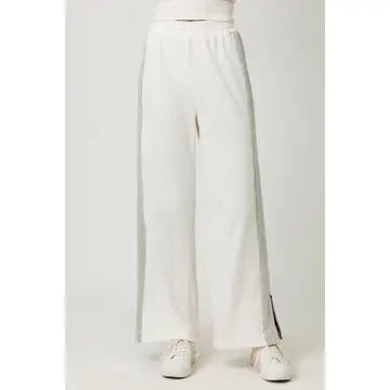 Ivory Washed Color Block Terry Pants front view