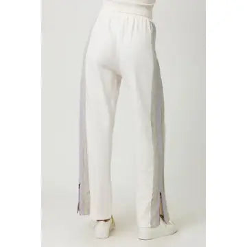 Ivory Washed Color Block Terry Pants back view