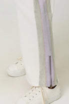 Ivory Washed Color Block Terry Pants details