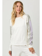 Ivory Washed Color Block Terry Top front view