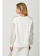 Ivory Washed Color Block Terry Top back view