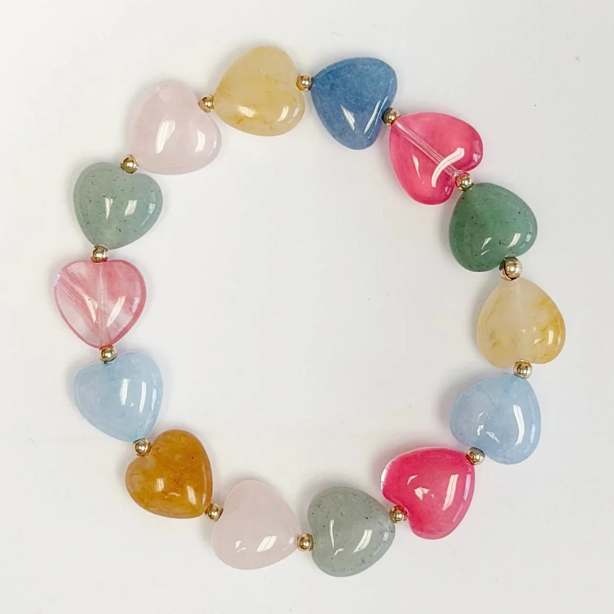 Maizy Spring Bracelet with Amazonite, Quartz, and Yellow Jade