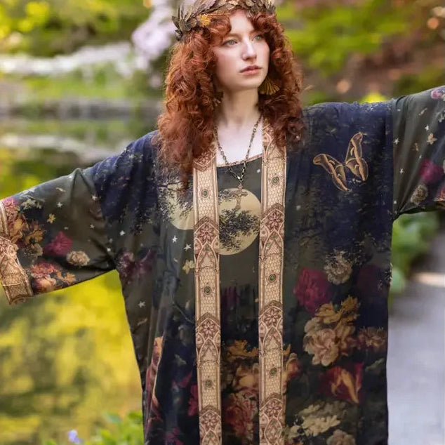 Joan of Arc & Florals Opera Kimono Style Duster Front View