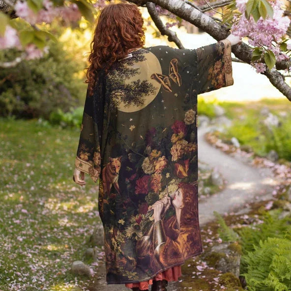 Joan of Arc & Florals Opera Kimono Style Duster Back Lifestyle View