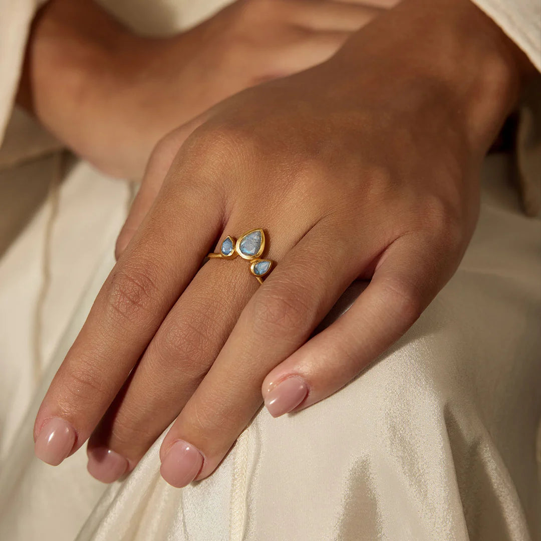 Labradorite Awaken Intuition Petal Ring on Hand