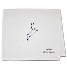 White towel with a star constellation design and 'catstudio' branding on a white background