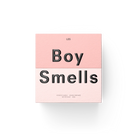 Pink packaging with 'Boy Smells' text on a white background