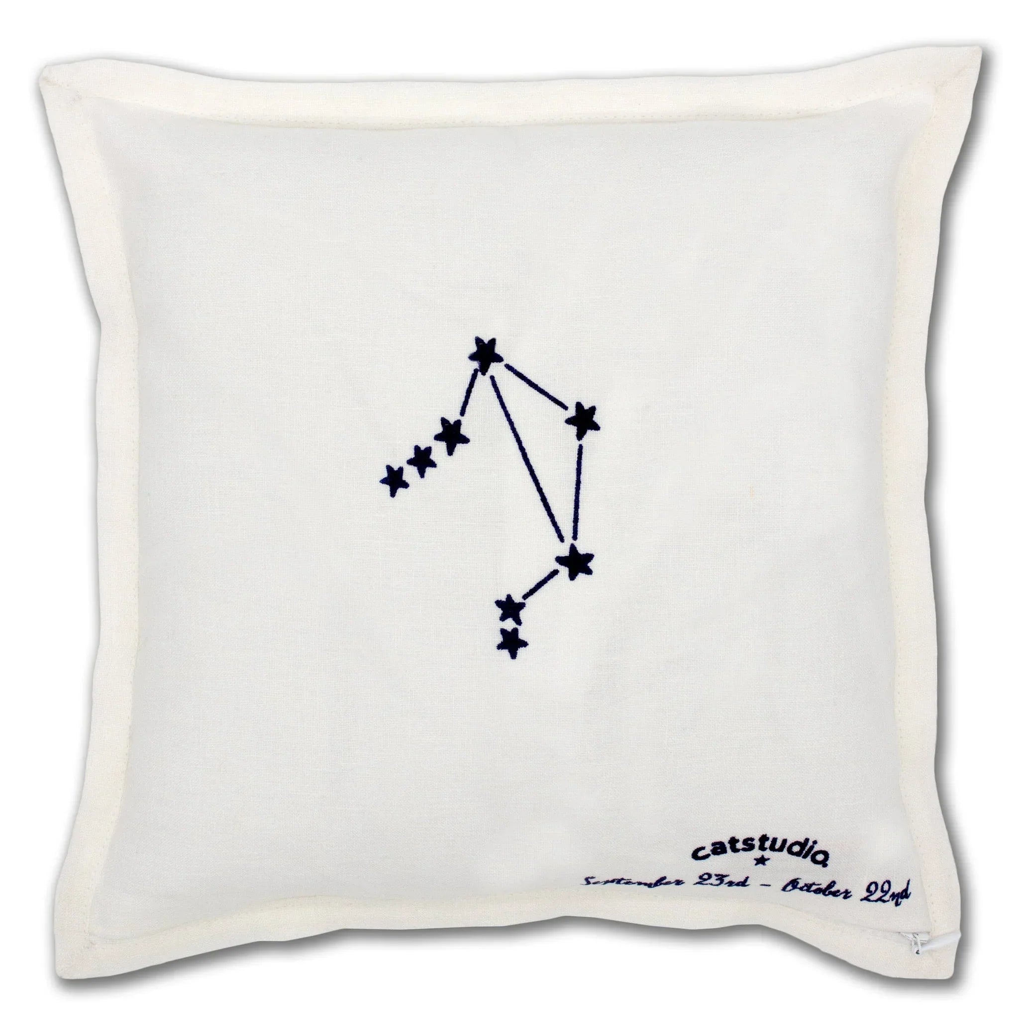 Libra Embroidered Linen Pillow Back