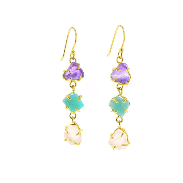 Amethyst, Amazonite & Rose Quartz Maka Earrings