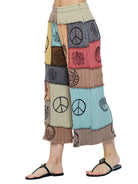 Hippie Patchwork Multi Color Hand Printed Midi Pants Length