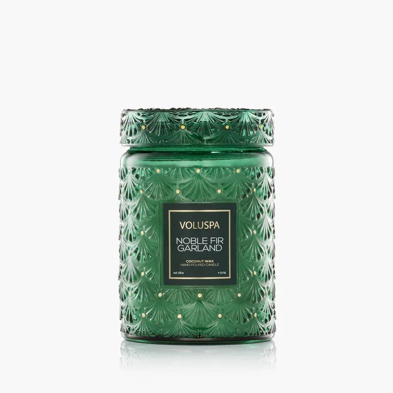 Noble Fir Garland Large Glass Jar Candle