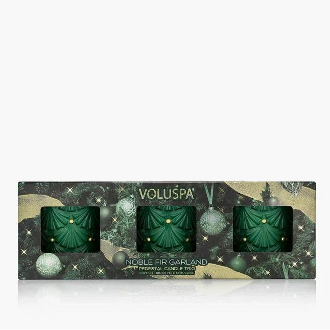 Noble Fir Pedestal Votive Trio Set