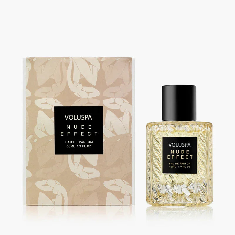 Voluspa Nude Effect perfume bottle and packaging on a white background