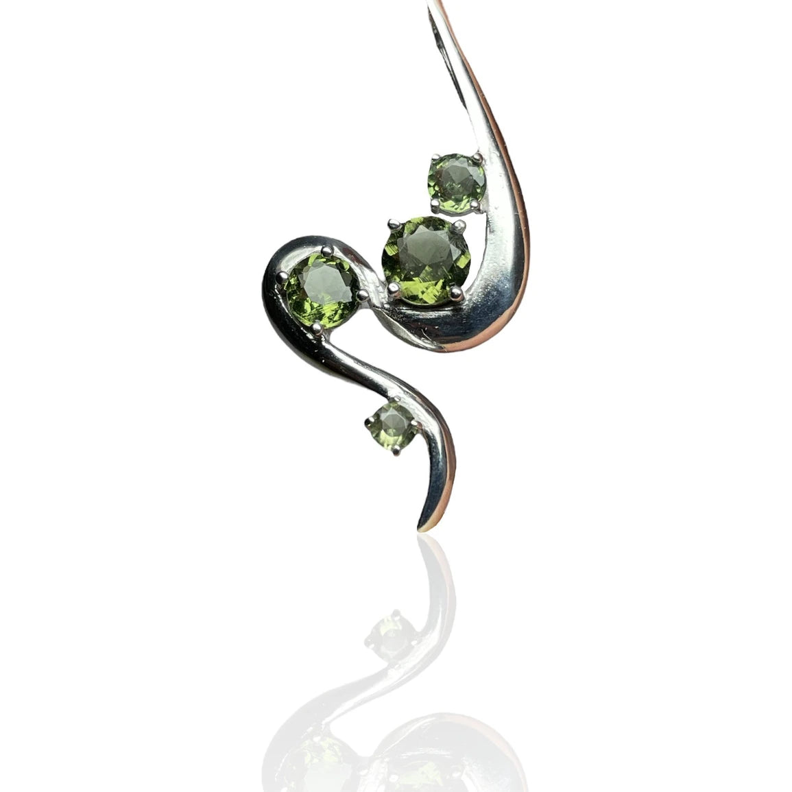 Moldavite Faceted Swish 4-stone Pendant