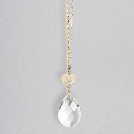 Radiating Heart Crystal and Brass Sun Catcher