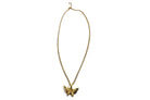 Gold necklace with a butterfly pendant on a white background With Chain