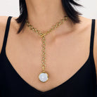 Rainbow Moonstone Knowout Necklace on Model