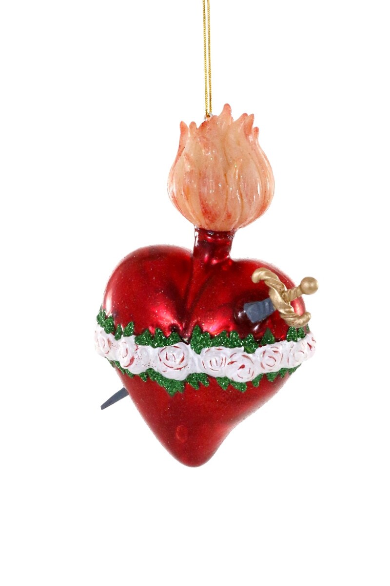 Sacred Heart of the Virgin Glass Ornament