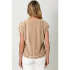 Sand Velvet Cupro V-Neck Top back view