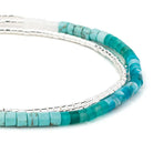 Turquoise beaded bracelets on a white background