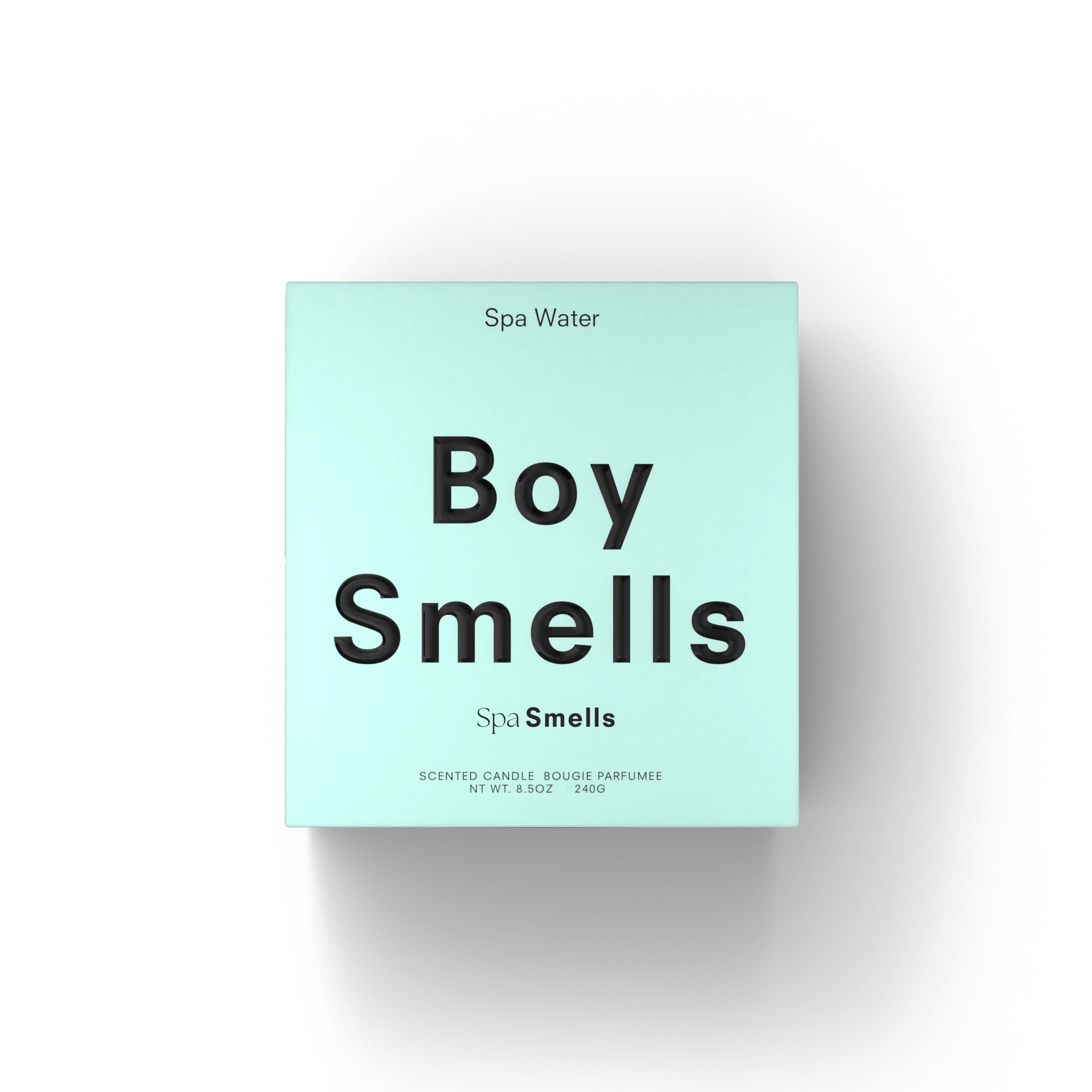 Box of 'Boy Smells' Spa Water on a white background