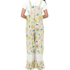 Natural Celestial Sun Moon Print Patchwork Overall Back View