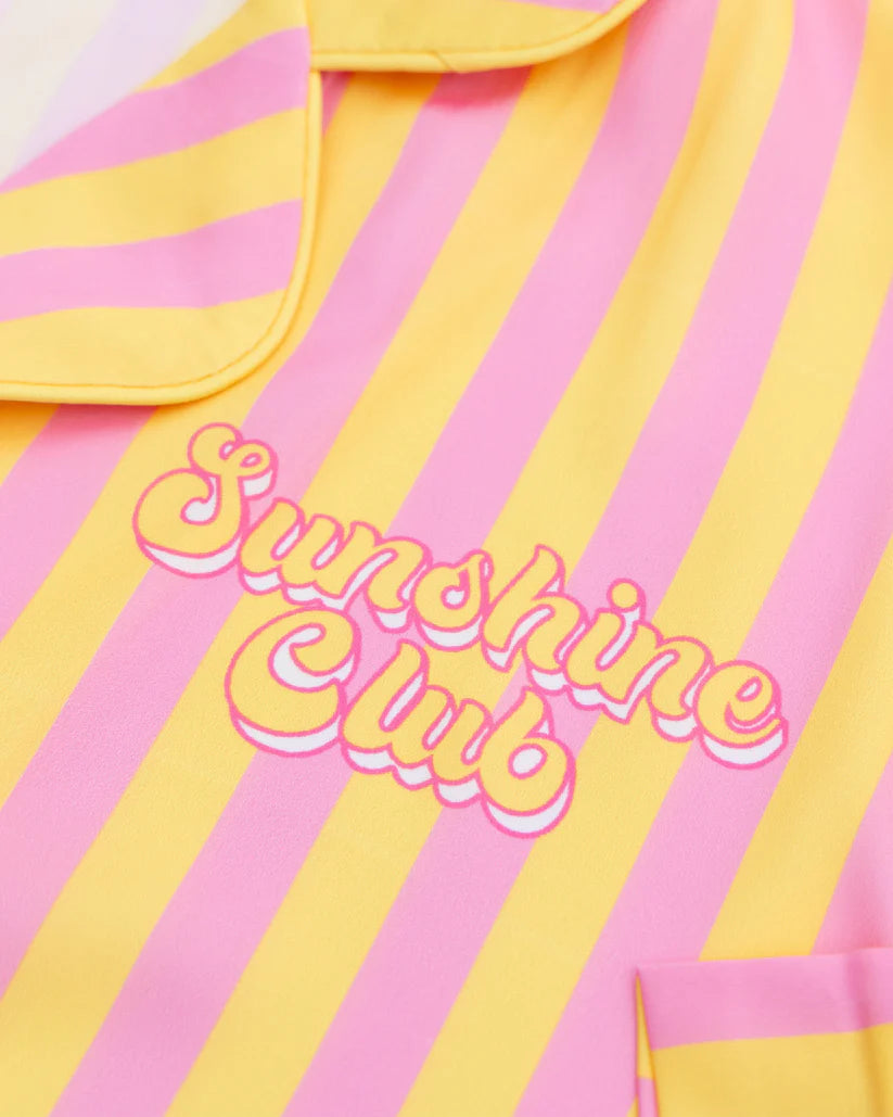Sunshine Club Silky Short Sleeve Short Set Pajamas details