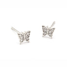 Butterfly Silver and CZ Post Earrings Full View