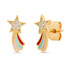 Shooting Star Enamel Post Earrings w/ CZ Full View